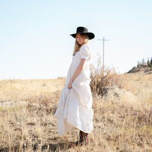 1970's Wedding Dress, Vintage White Eye-lit details, yellow ribbon, Size Medium